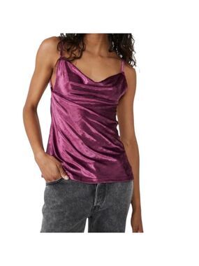 Free People All Night Velvet Tank Top Size S Purple (Fig Jam)